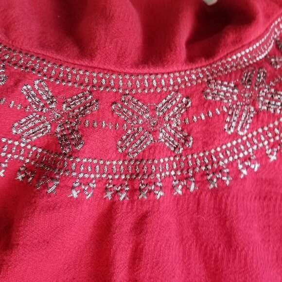 Lucky Brand Cowl Neck Red 3/4 Sleeve Sweater Small - Picture 4 of 6